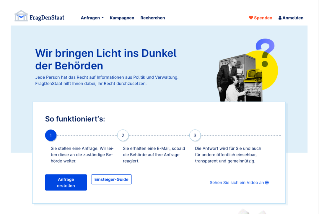 Screenshot von fragdenstaat.de