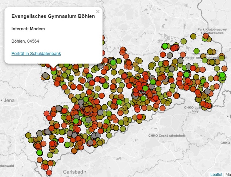 Screenshot Internetgeschwindigkeit in Sachsens Schulen